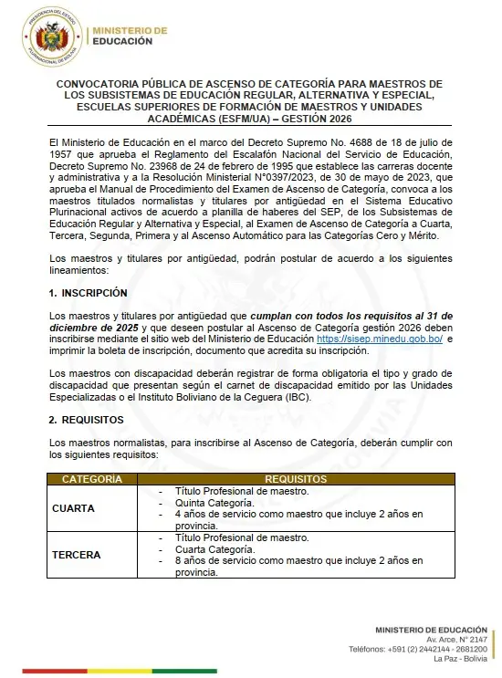 convocatoria oficial ascenso de categoria 2026